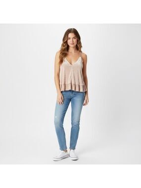 Aerie Blush Pink Velvet Layered Tank Top Double Straps XL